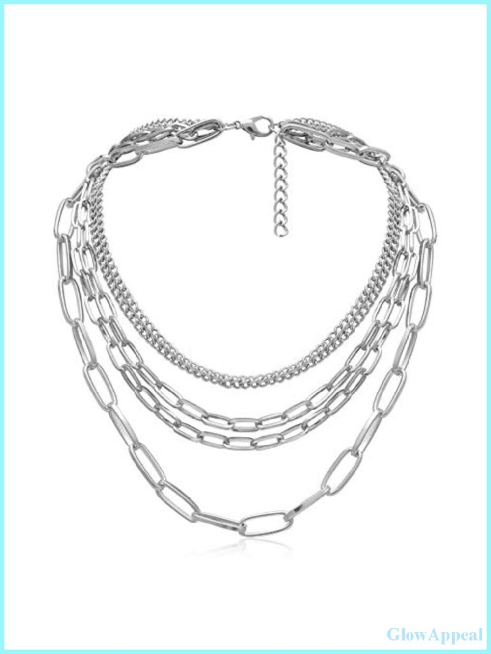 MOKAVIKY 25 Punk Chunky Silver Chain Goth Layered Necklace